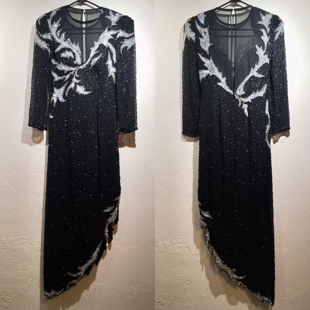 Vintage Hand Beaded Silk Dress